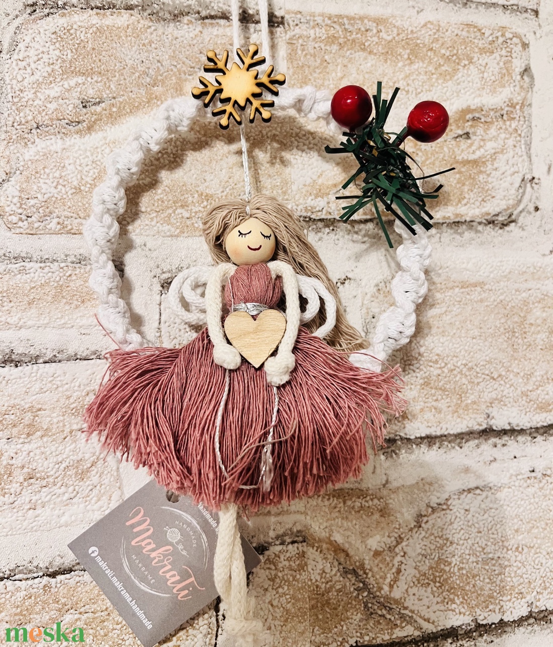 Makramé Hintázó Angyalka  - otthon & életmód - dekoráció - fali és függő dekoráció - függődísz - Meska.hu