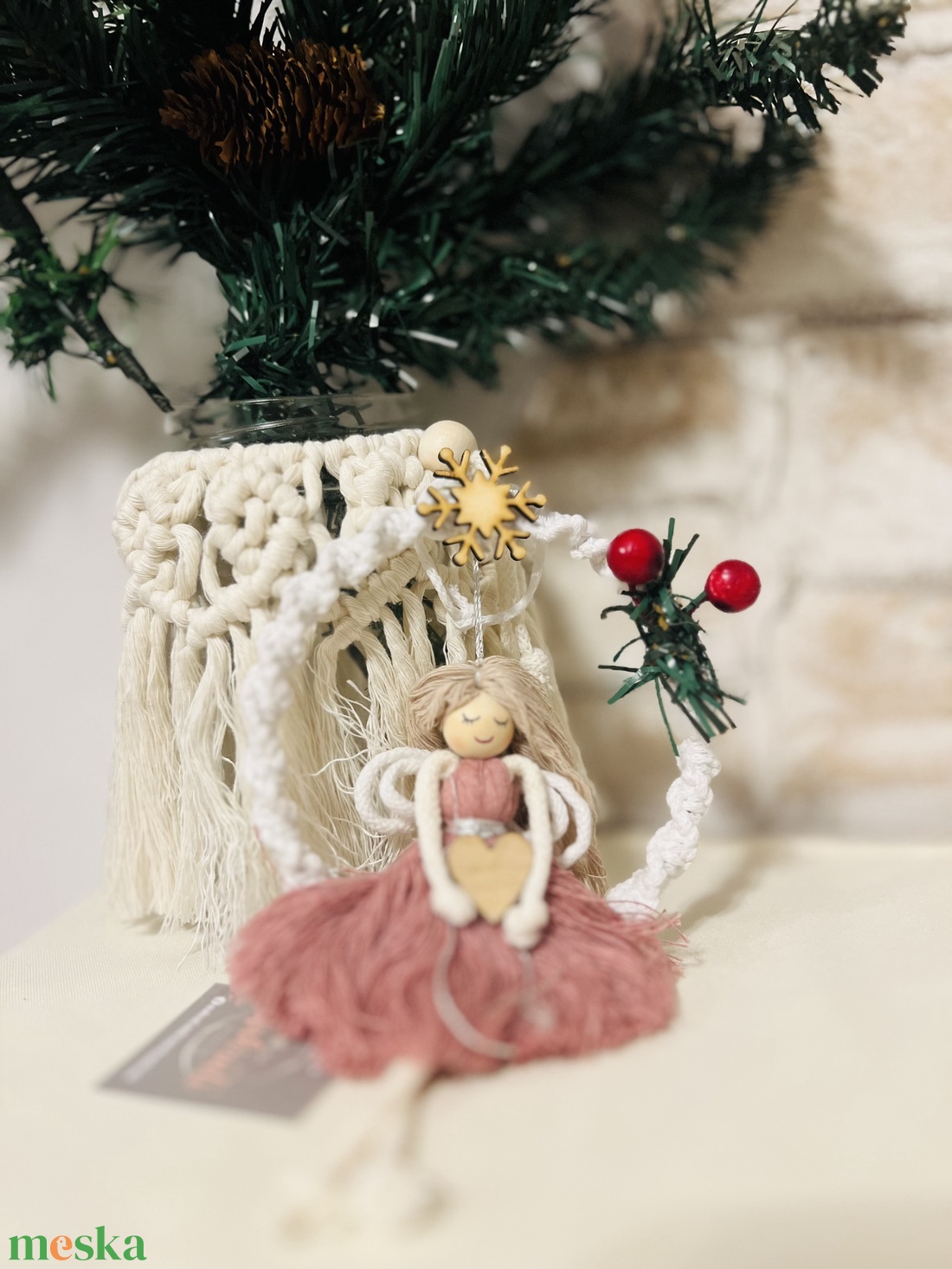 Makramé Hintázó Angyalka  - otthon & életmód - dekoráció - fali és függő dekoráció - függődísz - Meska.hu