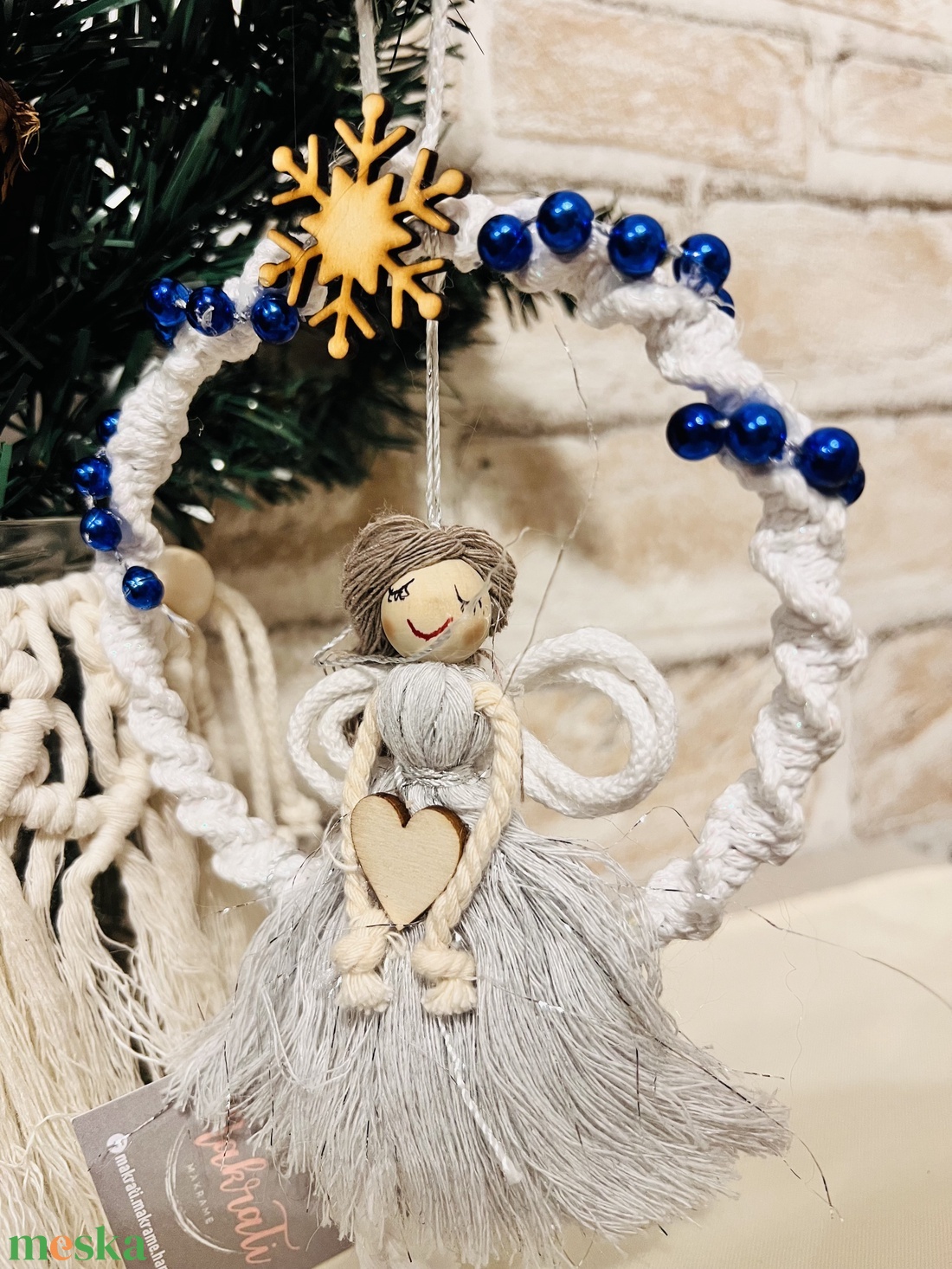 Makramé Hintázó Angyalka  - otthon & életmód - dekoráció - fali és függő dekoráció - függődísz - Meska.hu