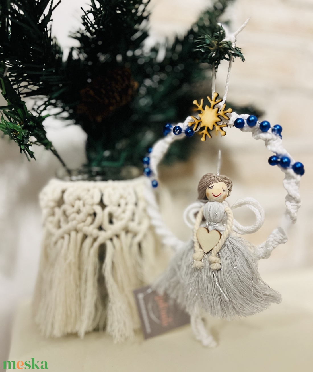 Makramé Hintázó Angyalka  - otthon & életmód - dekoráció - fali és függő dekoráció - függődísz - Meska.hu