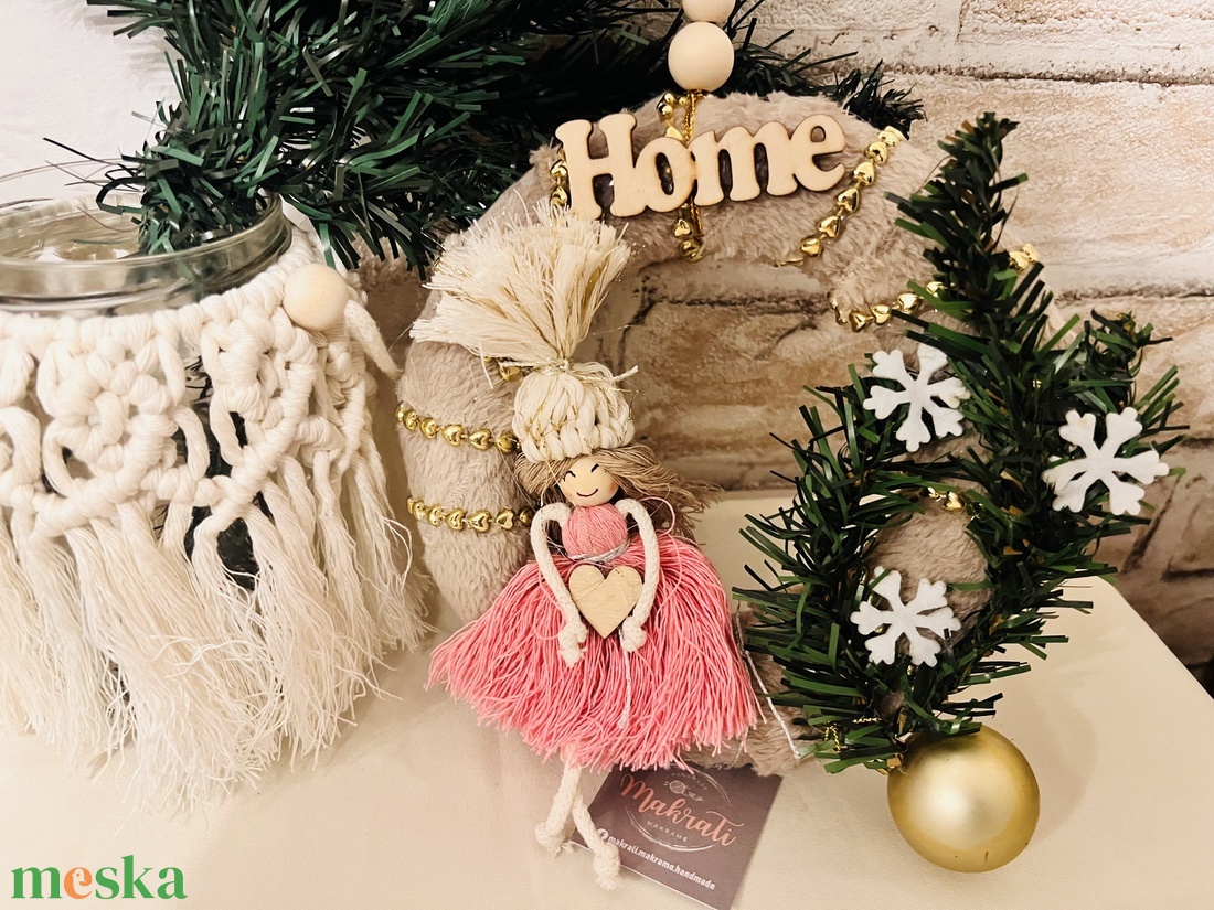 Makramé karácsonyi kopogtató - karácsony - karácsonyi lakásdekoráció - karácsonyi lakásdíszek - Meska.hu
