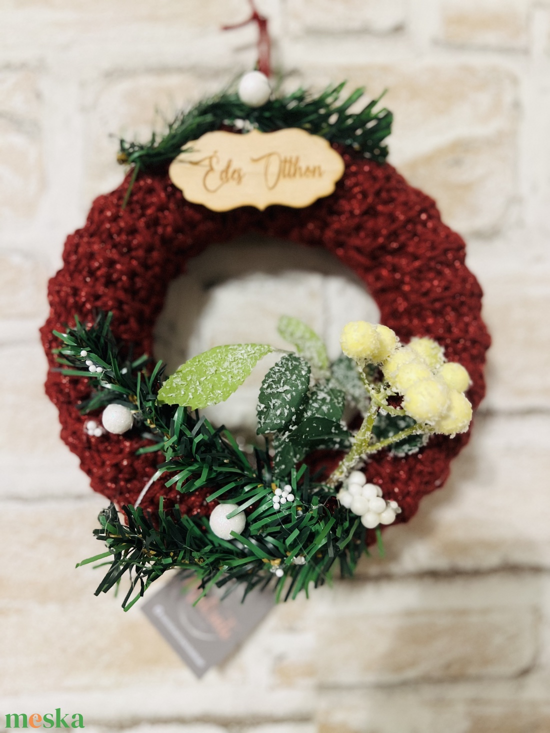 Makramé karácsonyi kopogtató - karácsony - karácsonyi lakásdekoráció - karácsonyi lakásdíszek - Meska.hu