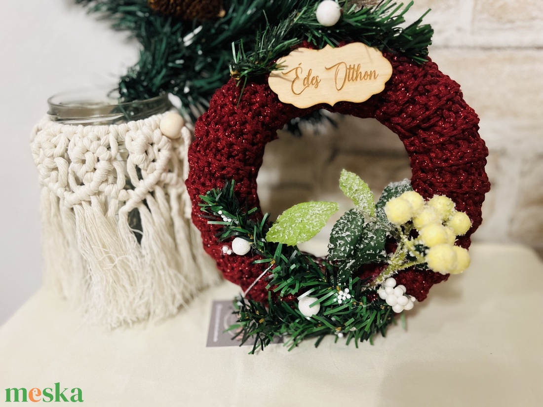 Makramé karácsonyi kopogtató - karácsony - karácsonyi lakásdekoráció - karácsonyi lakásdíszek - Meska.hu