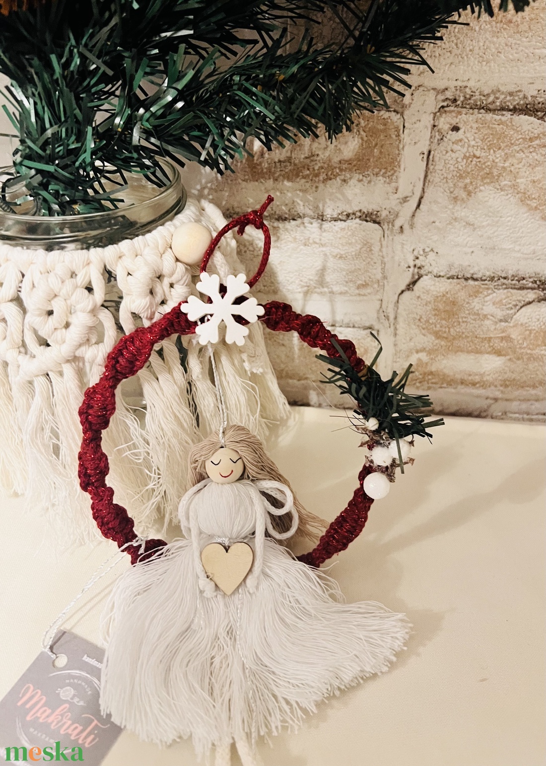 Makramé Hintázó Angyalka  - otthon & életmód - dekoráció - fali és függő dekoráció - függődísz - Meska.hu