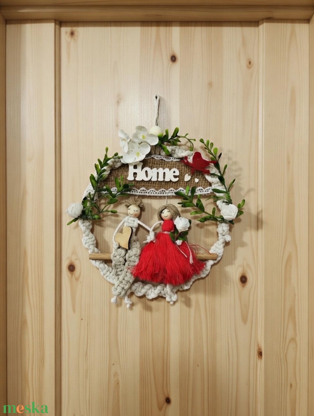 Romantikus makramé ajtódekoráció fiú-lány párral � Home ajtódísz - otthon & életmód - dekoráció - fali és függő dekoráció - falra akasztható dekor - Meska.hu