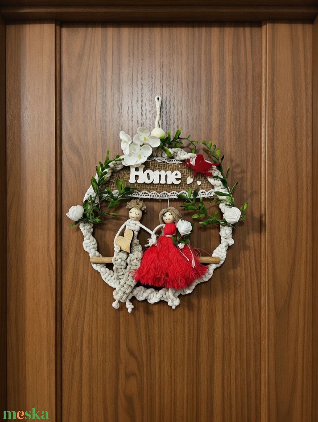 Romantikus makramé ajtódekoráció fiú-lány párral � Home ajtódísz - otthon & életmód - dekoráció - fali és függő dekoráció - falra akasztható dekor - Meska.hu