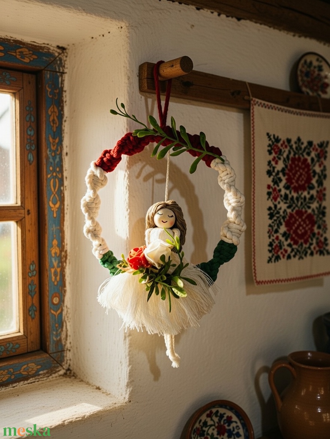Makramé  magyar baba dekorácio  - otthon & életmód - dekoráció - fali és függő dekoráció - falra akasztható dekor - Meska.hu