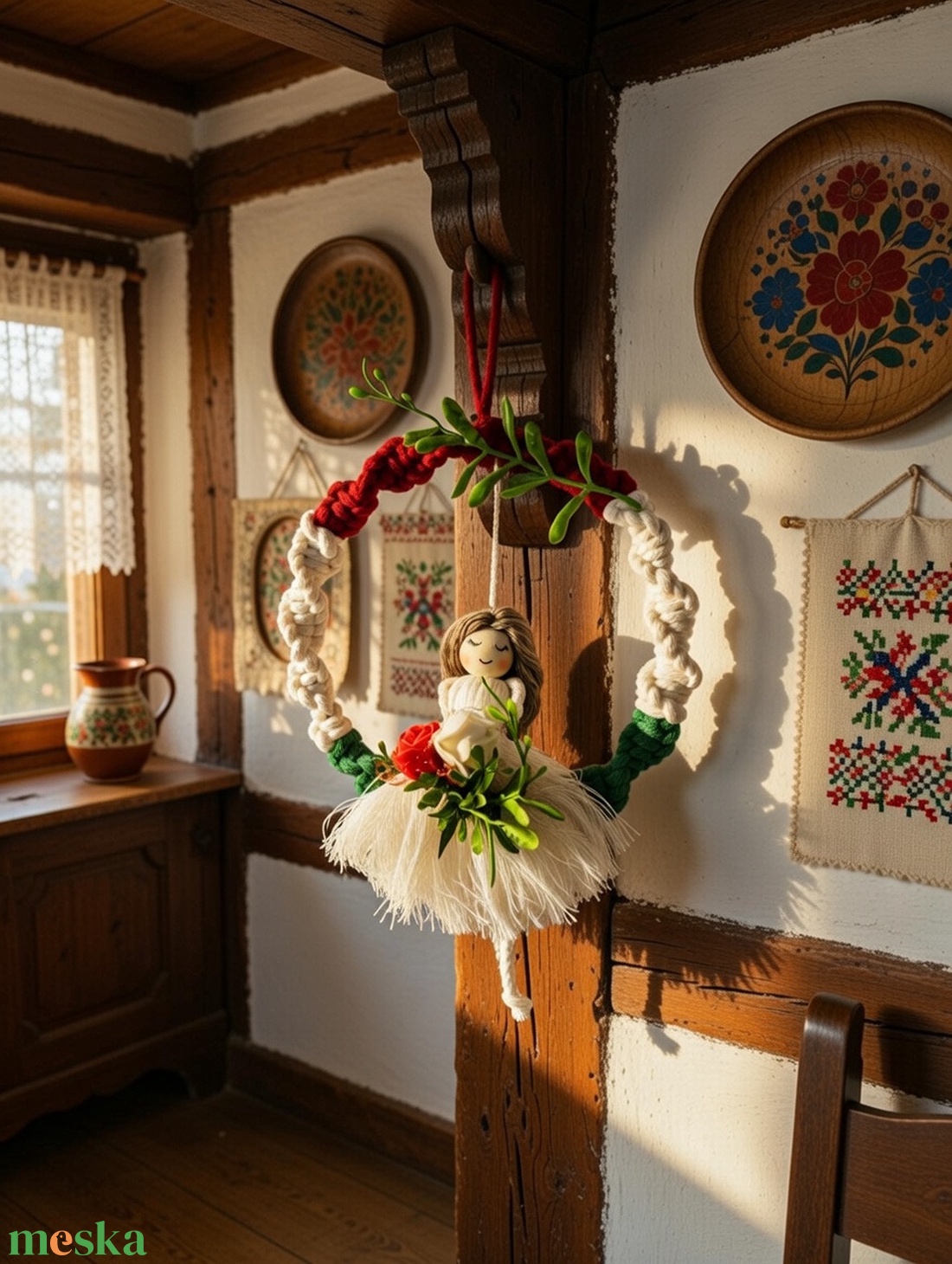 Makramé  magyar baba dekorácio  - otthon & életmód - dekoráció - fali és függő dekoráció - falra akasztható dekor - Meska.hu