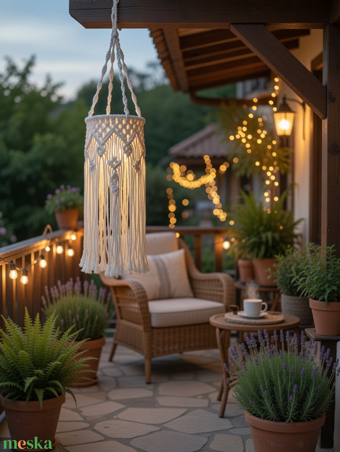 Makramé lámpa  - otthon & életmód - lámpa - hangulatlámpa - Meska.hu