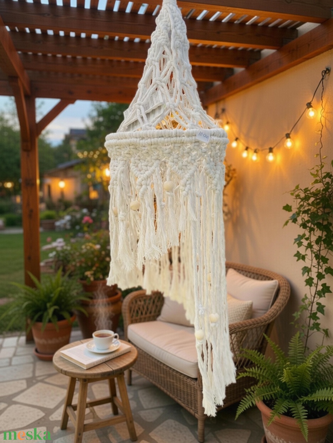 Makramé hangulatlámpa/lampion - otthon & életmód - lámpa - hangulatlámpa - Meska.hu