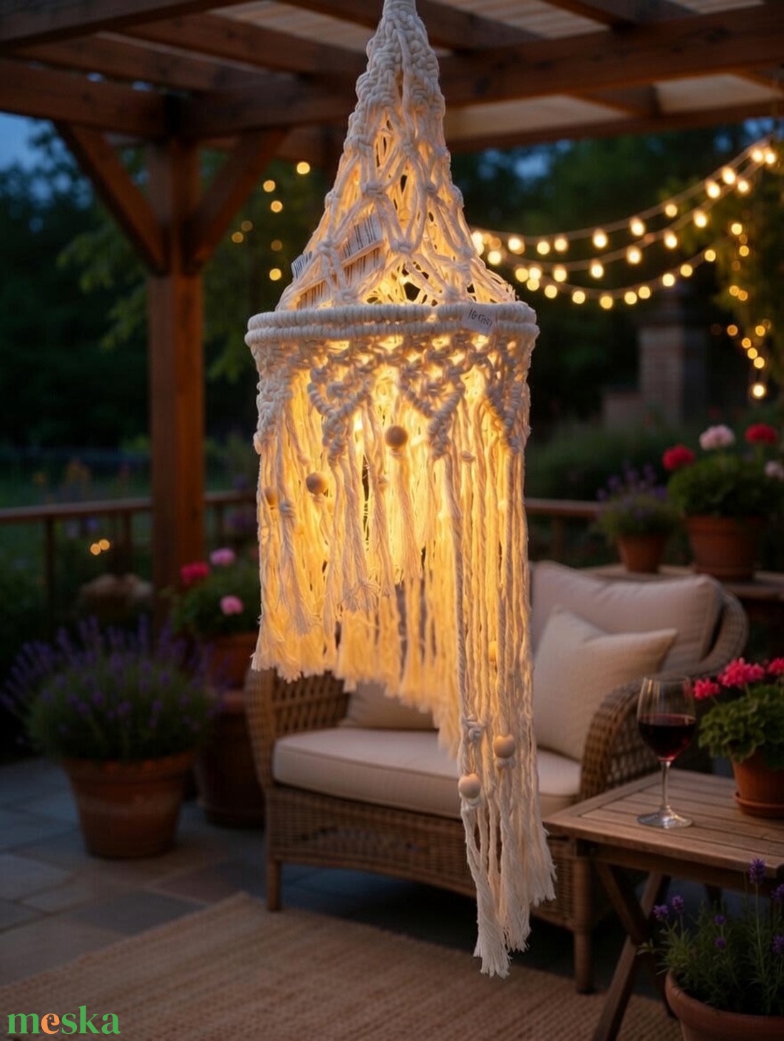 Makramé hangulatlámpa/lampion - otthon & életmód - lámpa - hangulatlámpa - Meska.hu