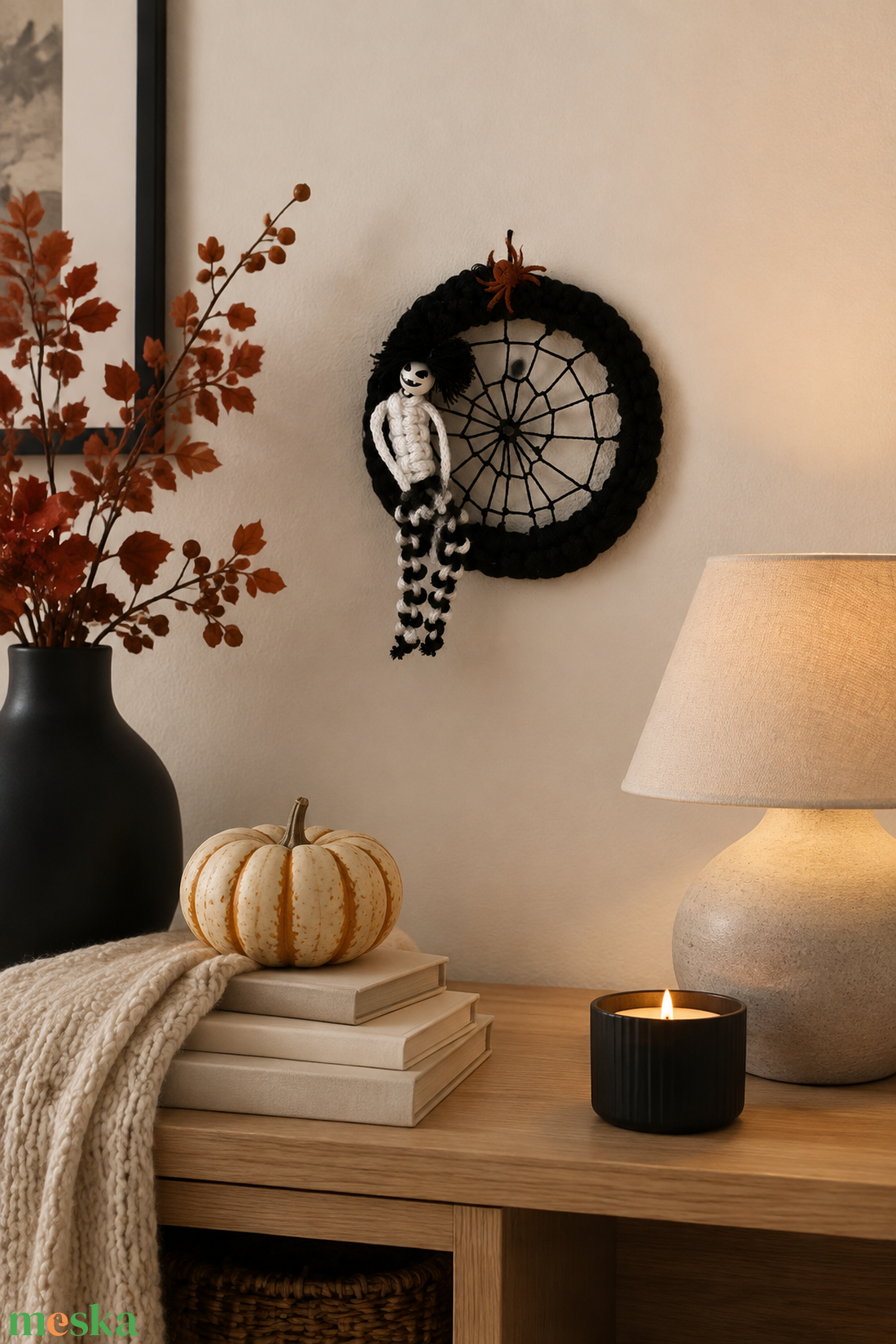 Pókhálós pihenő � kézműves halloweeni ajtó- és falidekoráció - otthon & életmód - dekoráció - halloween - halloweeni ajtódíszek és ablakdíszek - Meska.hu