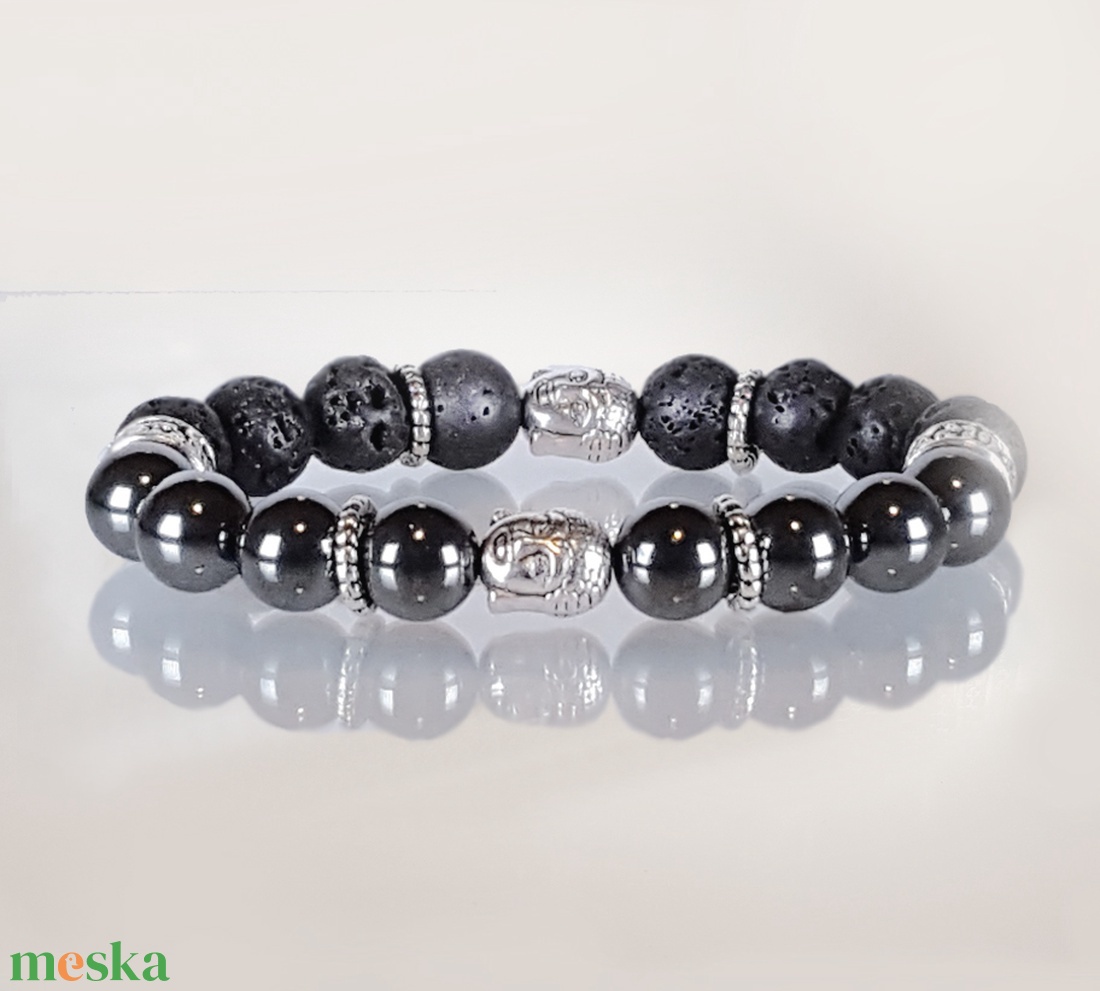 Buddha lávakő és hematit feles karkötő - ékszer - karkötő - bogyós karkötő - Meska.hu Buddha lávakő és hematit feles karkötő - ékszer - karkötő - bogyós karkötő - Meska.hu