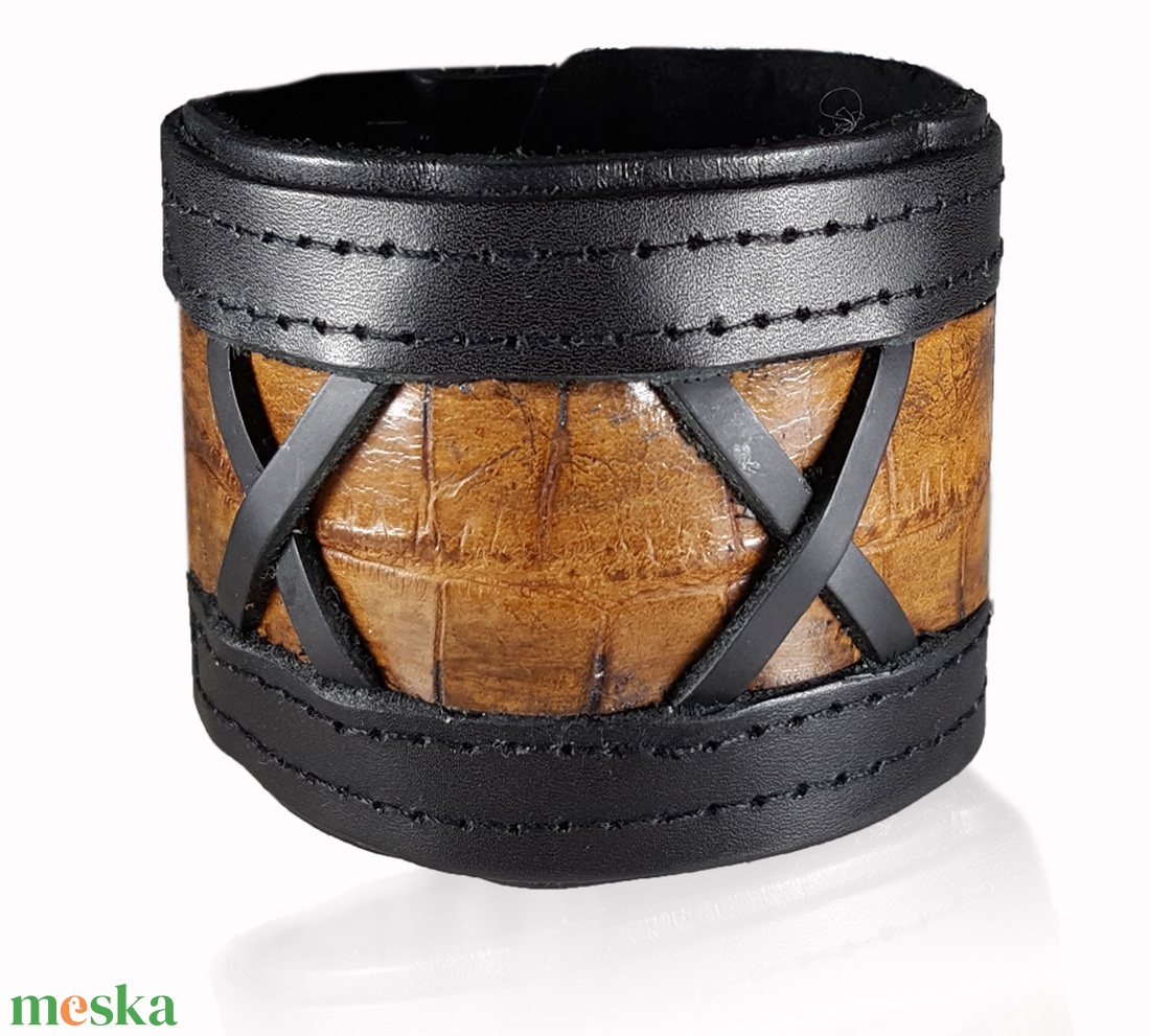 Férfi Men's bőr karkötő - ékszer - karkötő - széles karkötő - Meska.hu