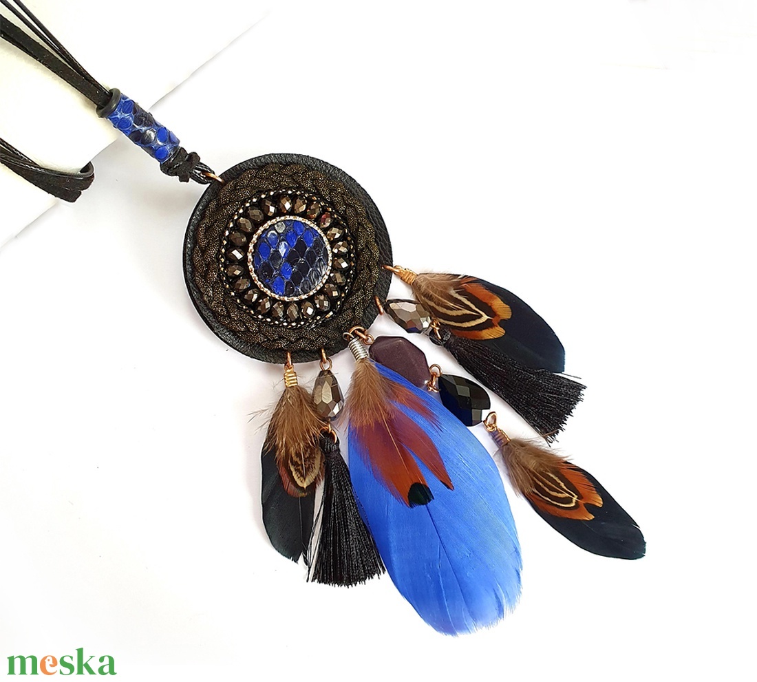 Tribal királykék tollas nyaklánc - ékszer - nyaklánc - bojtos nyaklánc - Meska.hu Tribal királykék tollas nyaklánc - ékszer - nyaklánc - bojtos nyaklánc - Meska.hu