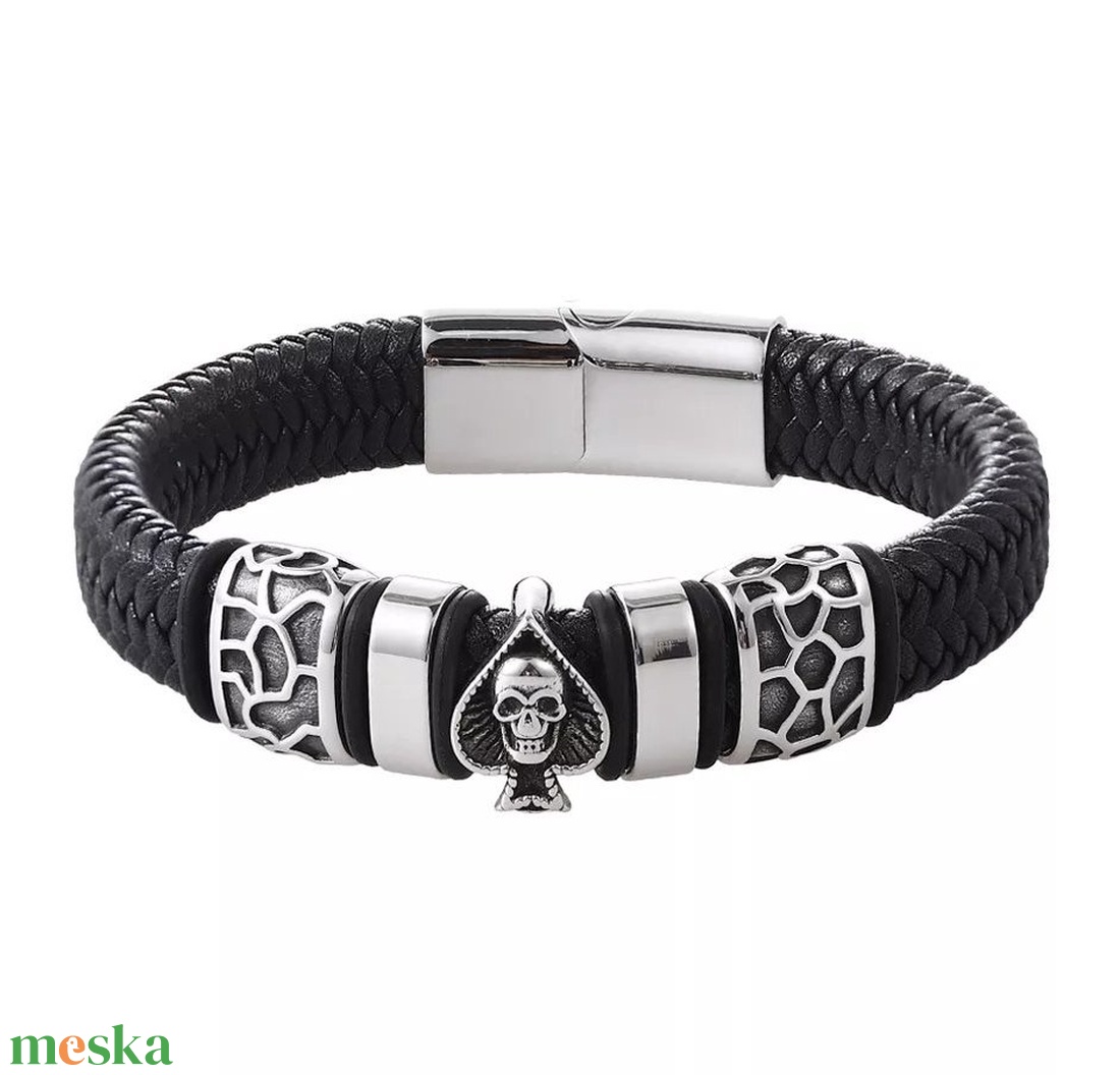 Póker skull férfi bőr karkötő - ékszer - karkötő - karkötő medállal - Meska.hu Póker skull férfi bőr karkötő - ékszer - karkötő - karkötő medállal - Meska.hu