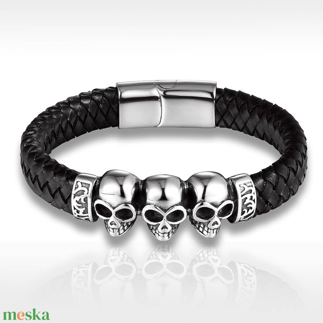 Motoros 3 skull férfi karkötő - ékszer - karkötő - karkötő medállal - Meska.hu