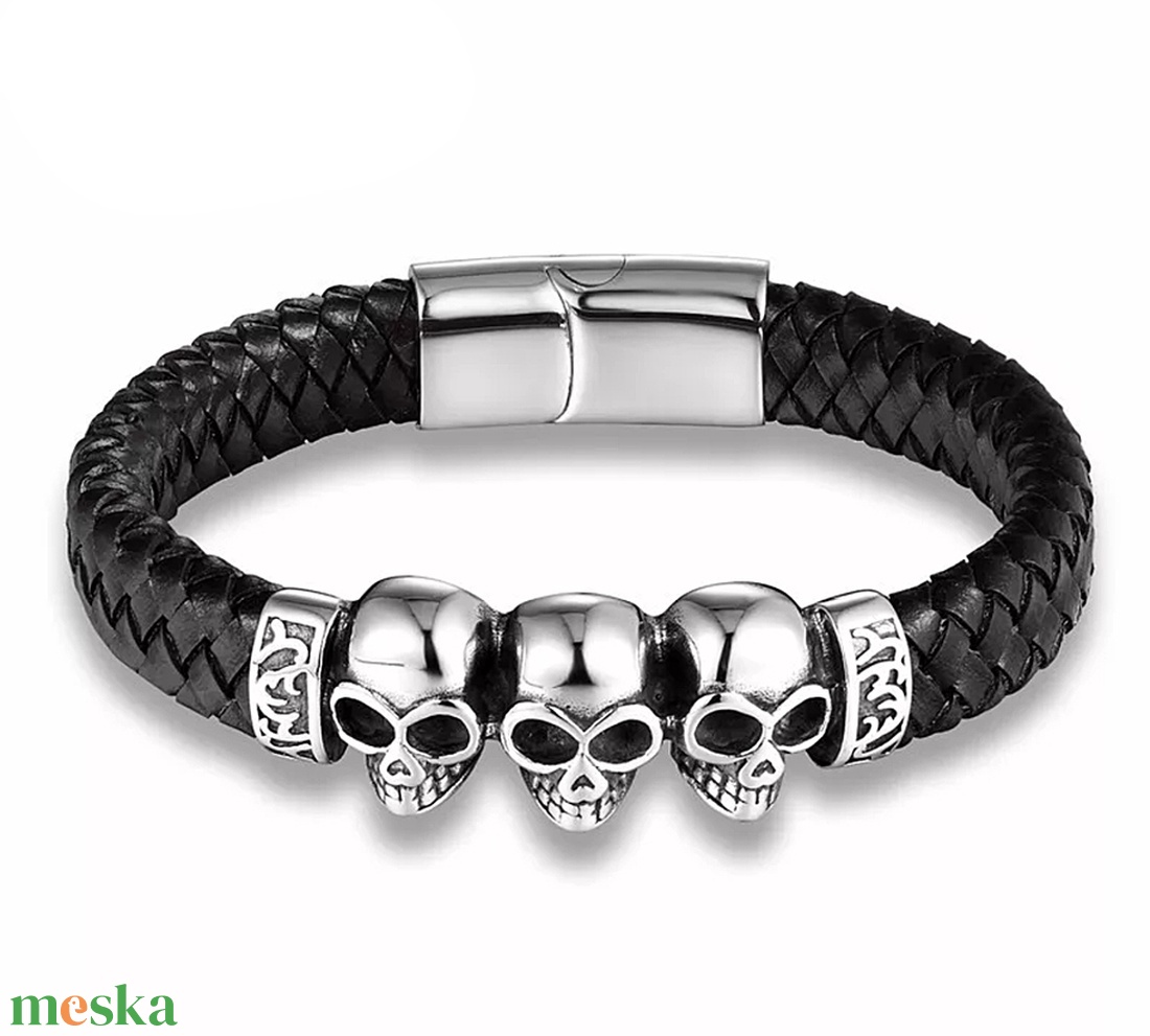 Motoros 3 skull férfi karkötő - ékszer - karkötő - karkötő medállal - Meska.hu