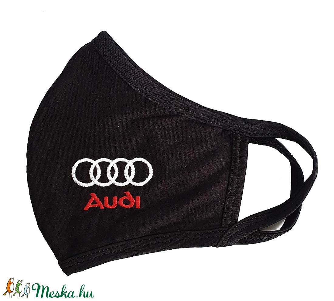 Fekete pamut Audi  felnőtt szájmaszk, maszk,  - maszk, arcmaszk - Meska.hu