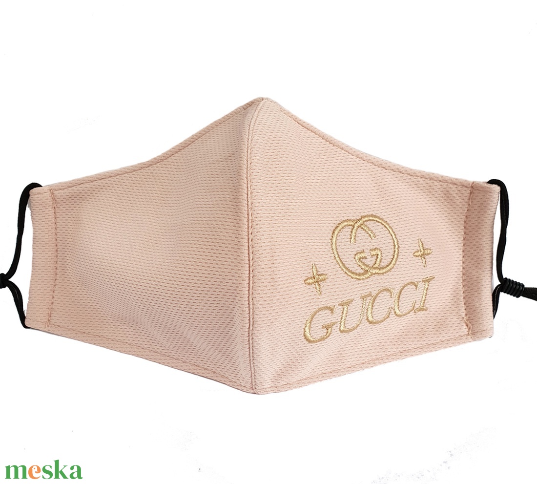 Beige hímzett Gucci  női szájmaszk, maszk,  - ruha & divat - maszk, arcmaszk - női - Meska.hu