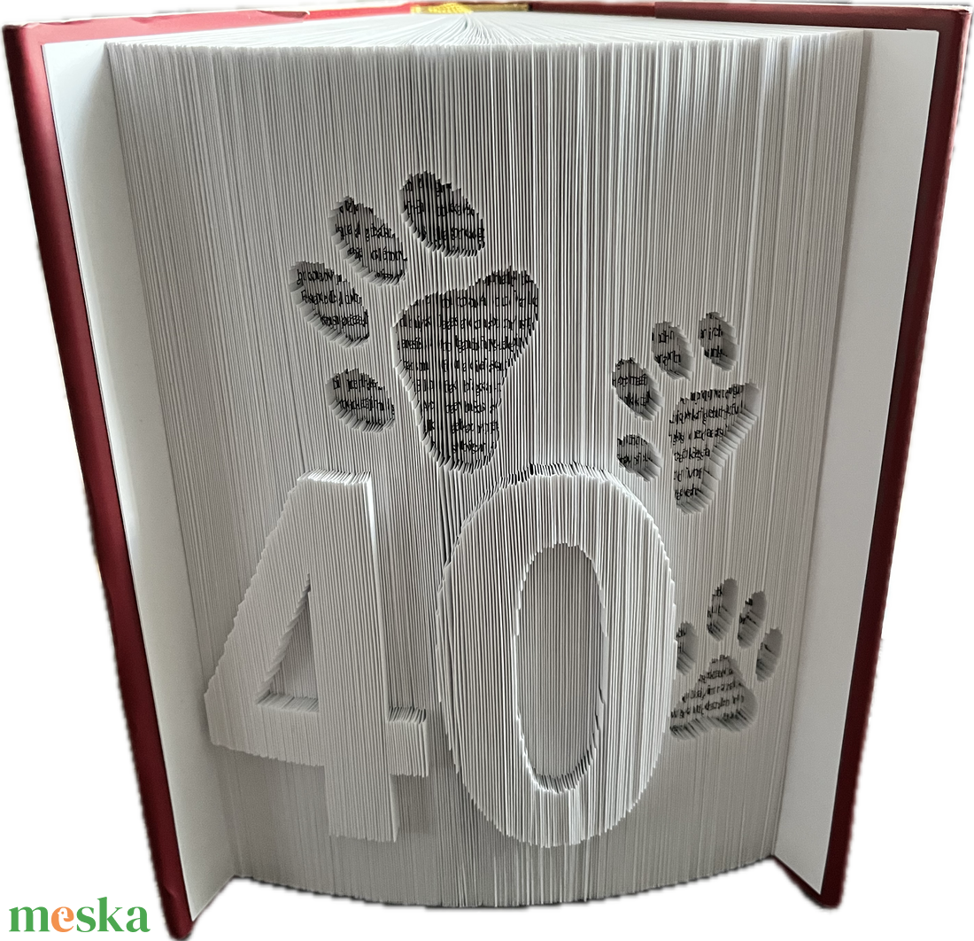 Születésnapra szám és tappancsok könyvszobor - otthon & életmód - dekoráció - asztal és polc dekoráció - könyvszobor - Meska.hu