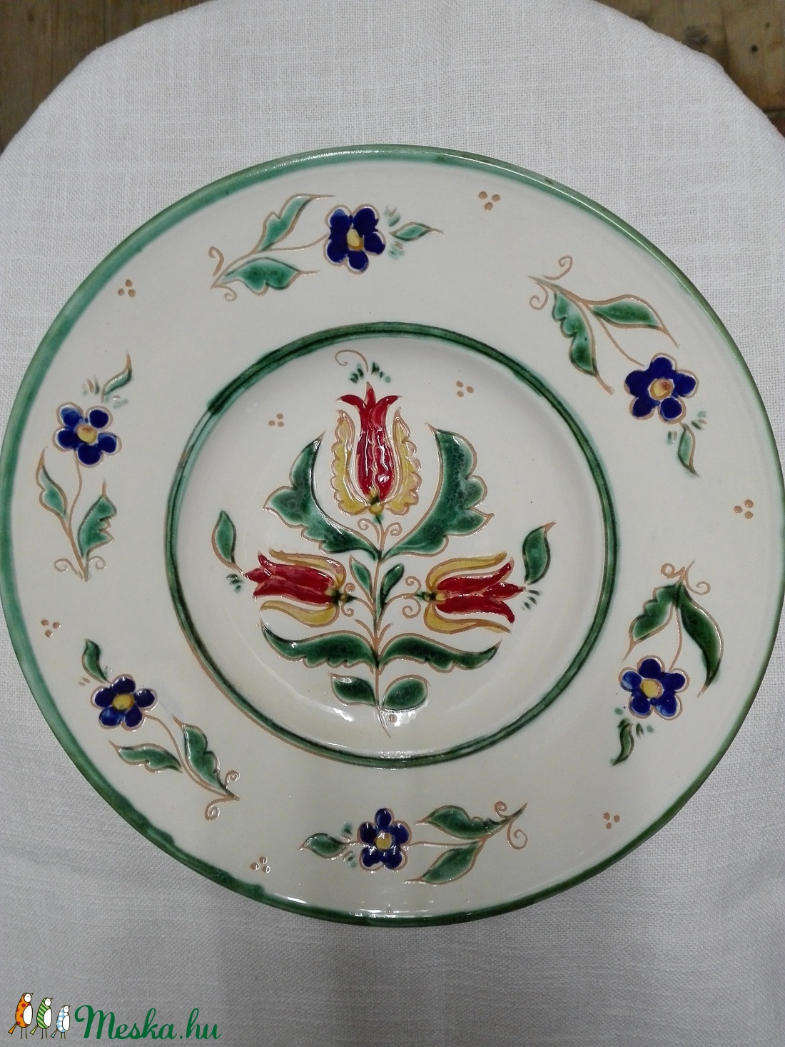 Fali dísz tányér tulipános 2. -  - Meska.hu