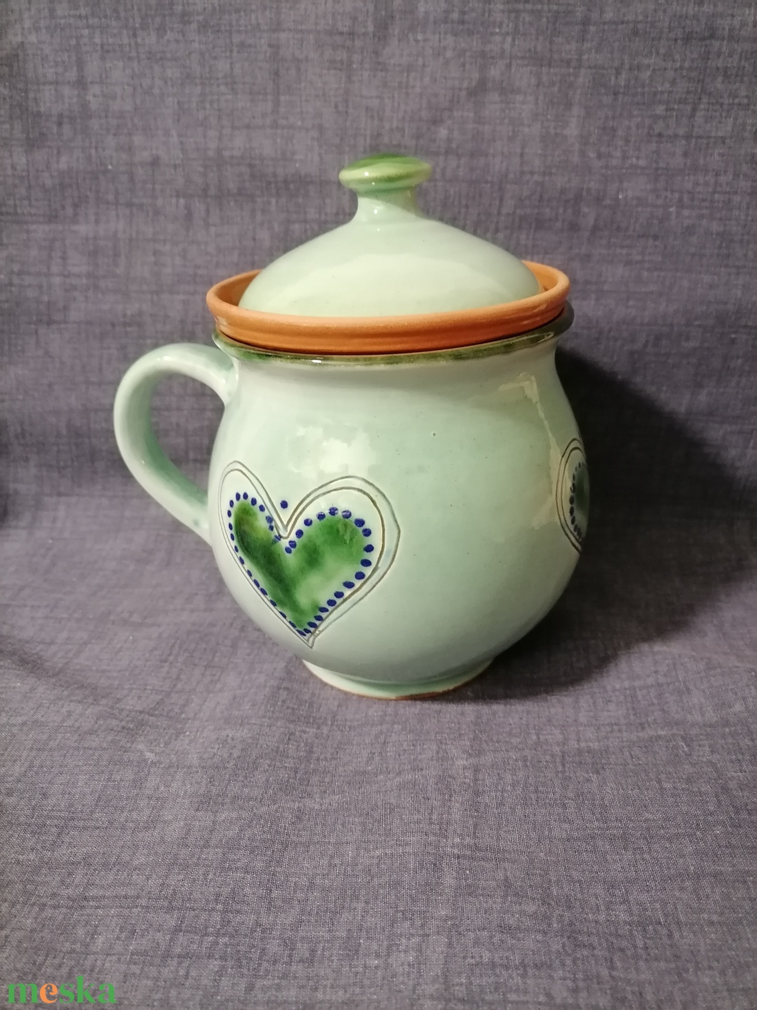 zöld  nagy szűrős bögre - otthon & életmód - konyhafelszerelés, tálalás - tálalás - bögre & csésze - Meska.hu