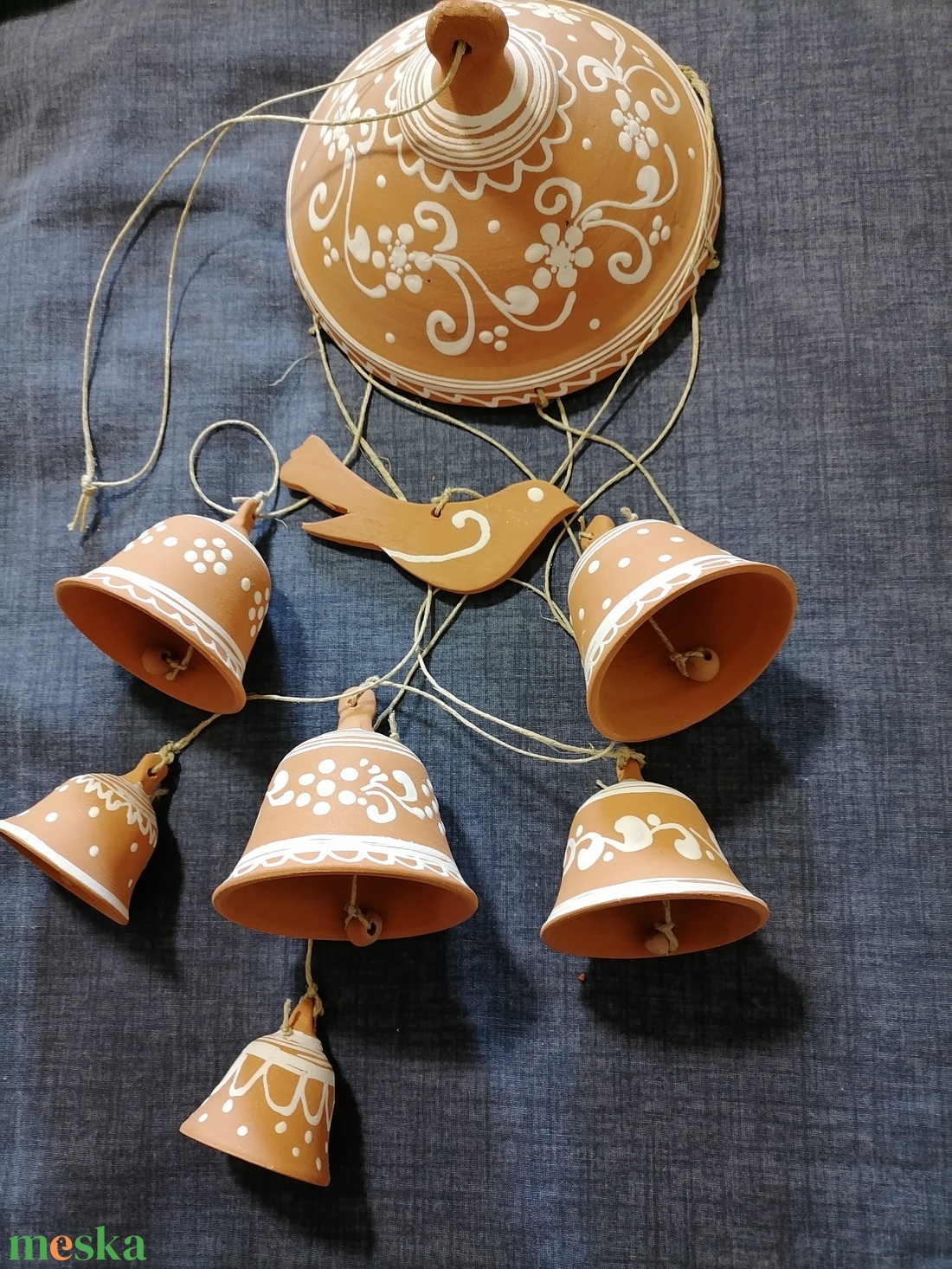 Szélcsengő csengőkkel és madárral - otthon & életmód - ház & kert - szélcsengő - Meska.hu
