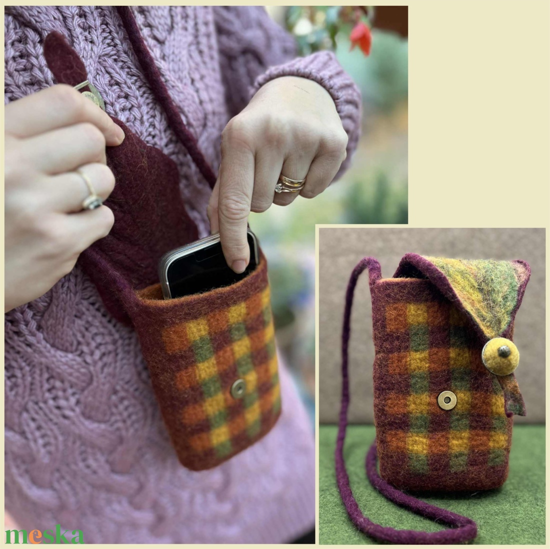 Nemez táska - variálható fedéllel - táska & tok - kézitáska & válltáska - válltáska - Meska.hu