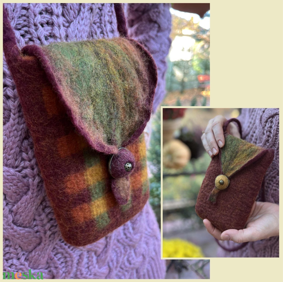 Nemez táska - variálható fedéllel - táska & tok - kézitáska & válltáska - válltáska - Meska.hu