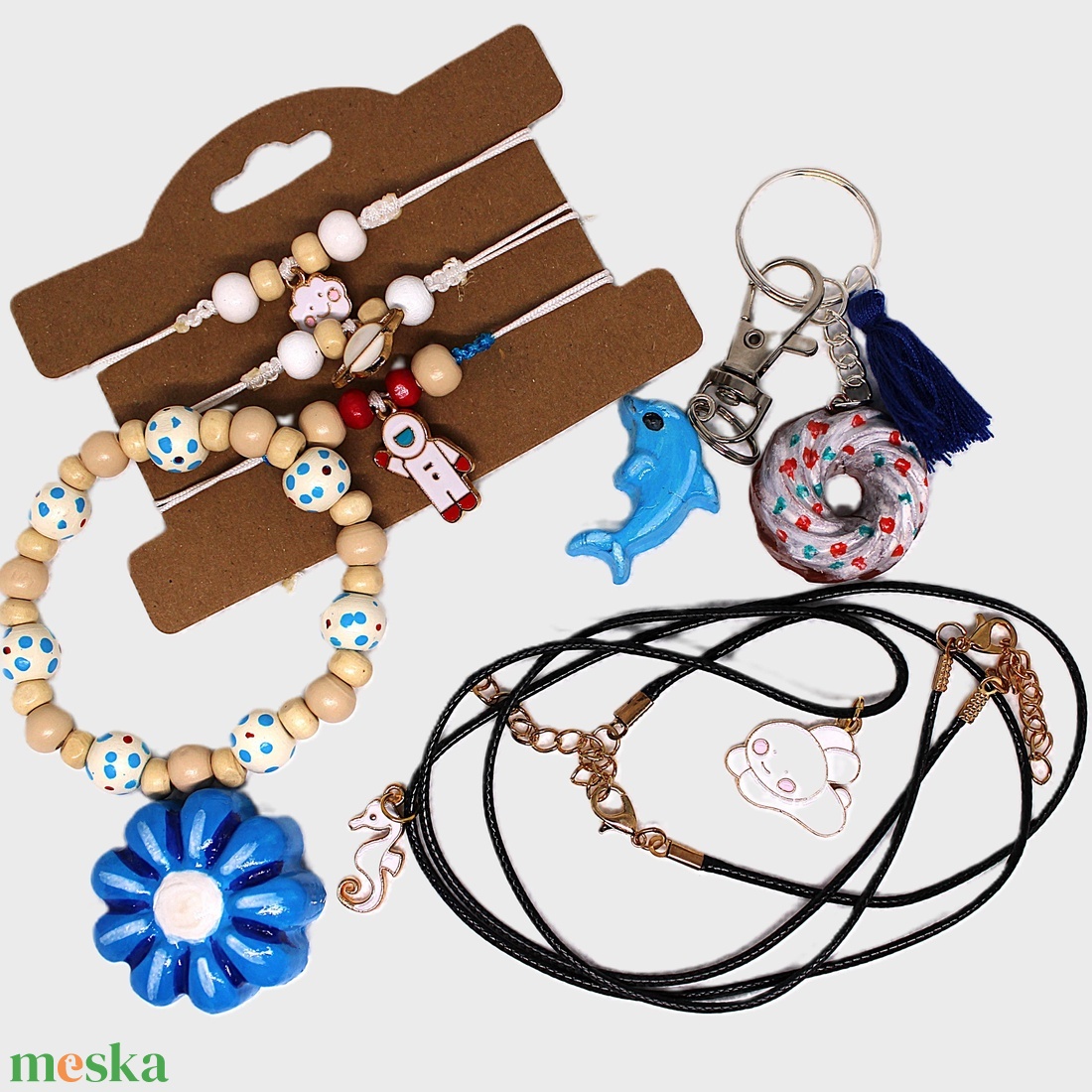 Kék fehér női ajándékcsomag - ékszer - ékszerszett - Meska.hu