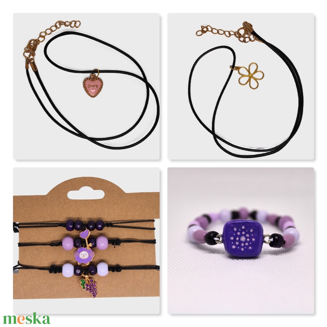 Lila virágos női ajándékcsomag - ékszer - ékszerszett - Meska.hu