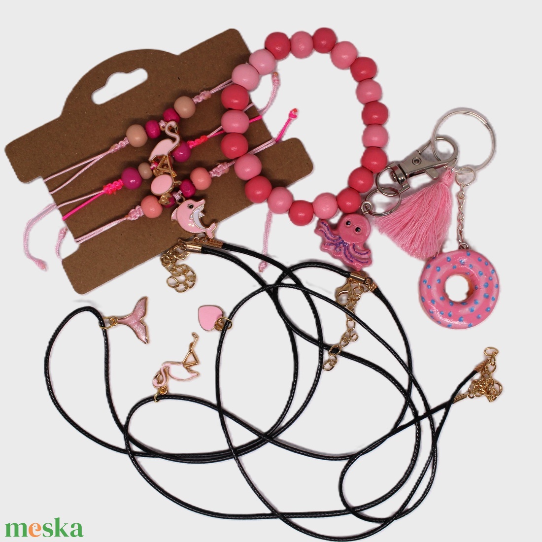 Rózsaszín  női ajándékcsomag - ékszer - ékszerszett - Meska.hu