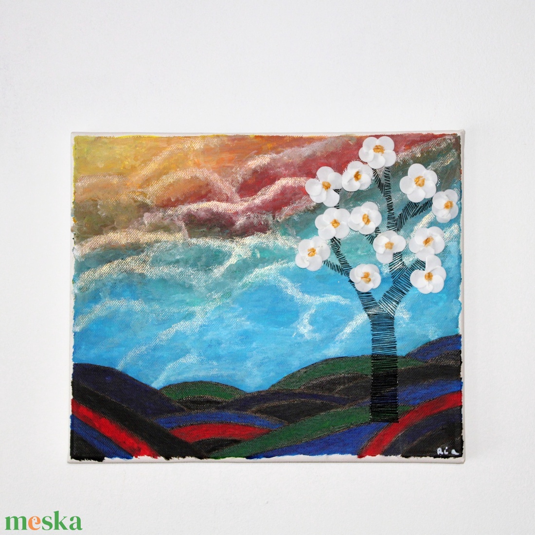 Felvarott fa festmény - művészet - festmény - akril - Meska.hu