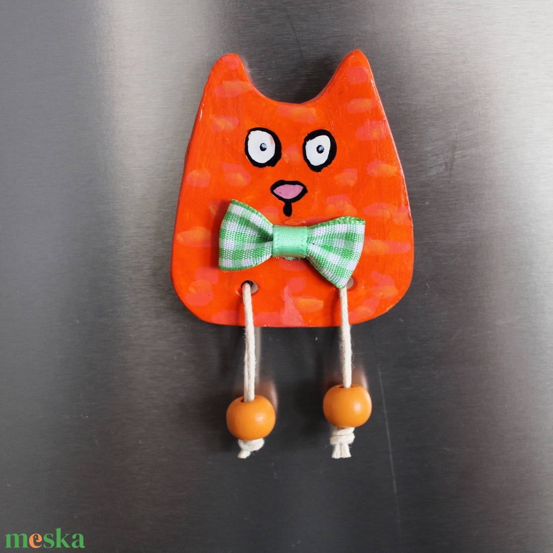 Vörös cicás hűtőmágnes - otthon & életmód - konyhafelszerelés, tálalás - konyhai dekoráció - hűtőmágnes - Meska.hu