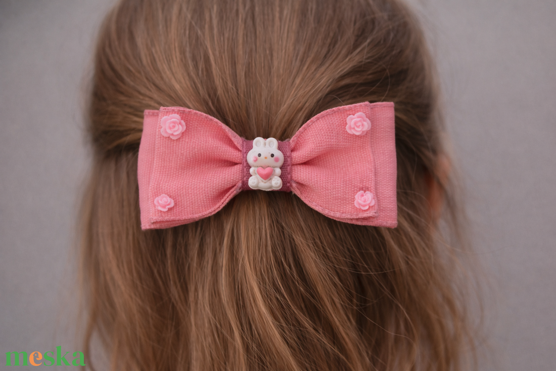 Nyuszis masnis kislány francia hajcsat - ruha & divat - hajdísz & hajcsat - hajcsat & hajtű - Meska.hu