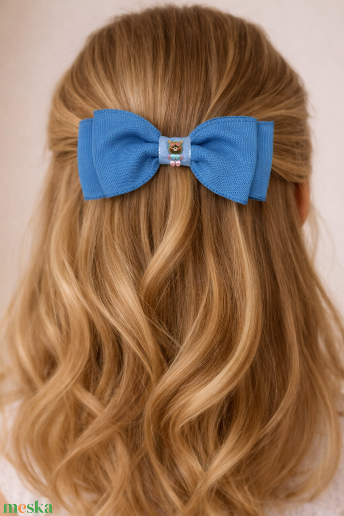 Kék macis masnis kislány francia hajcsat - ruha & divat - hajdísz & hajcsat - hajcsat & hajtű - Meska.hu