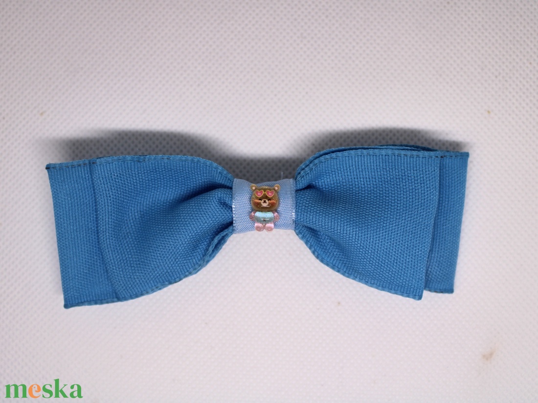Kék macis masnis kislány francia hajcsat - ruha & divat - hajdísz & hajcsat - hajcsat & hajtű - Meska.hu