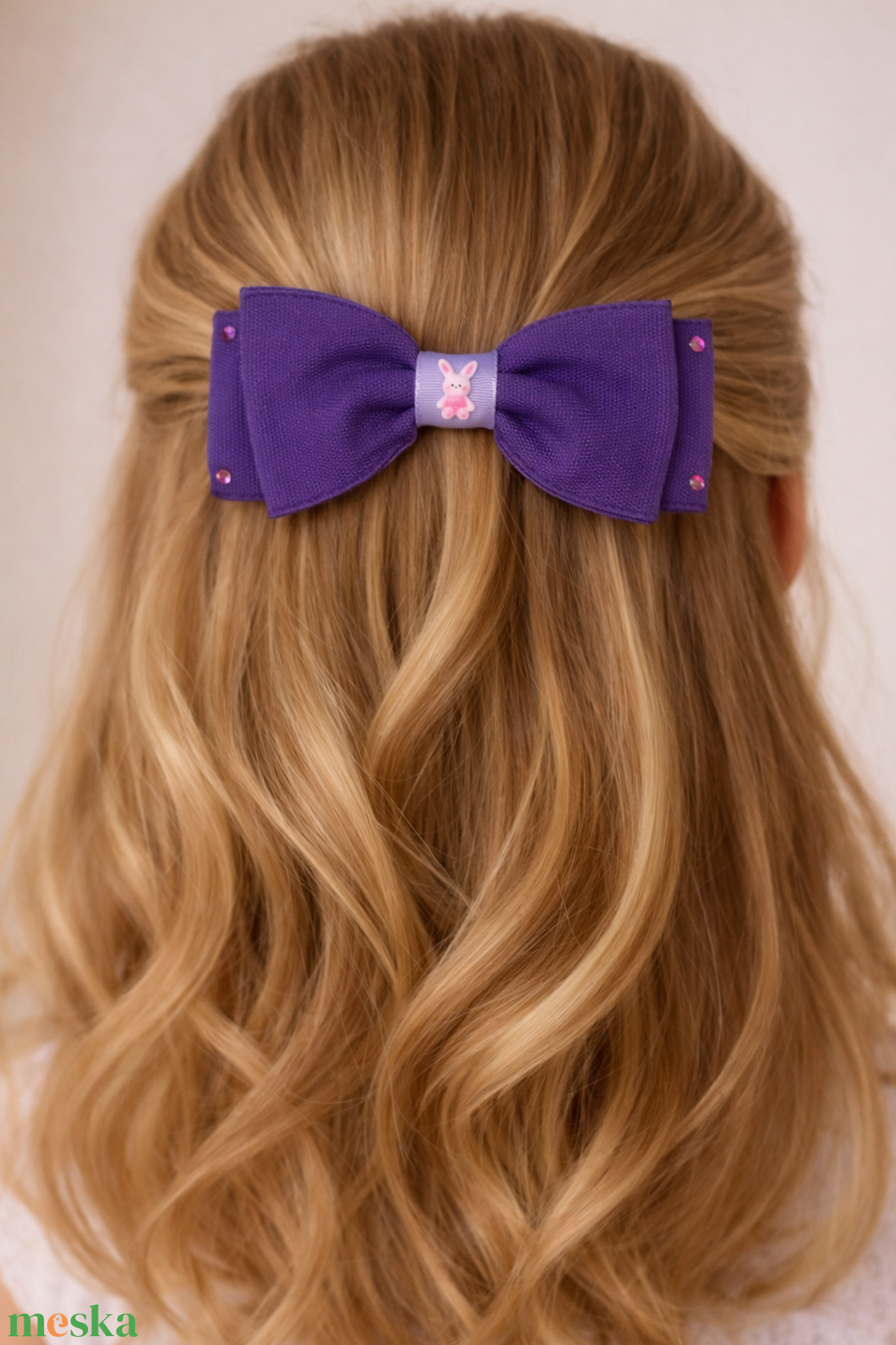 Lila nyuszis masnis kislány francia hajcsat - ruha & divat - hajdísz & hajcsat - hajcsat & hajtű - Meska.hu