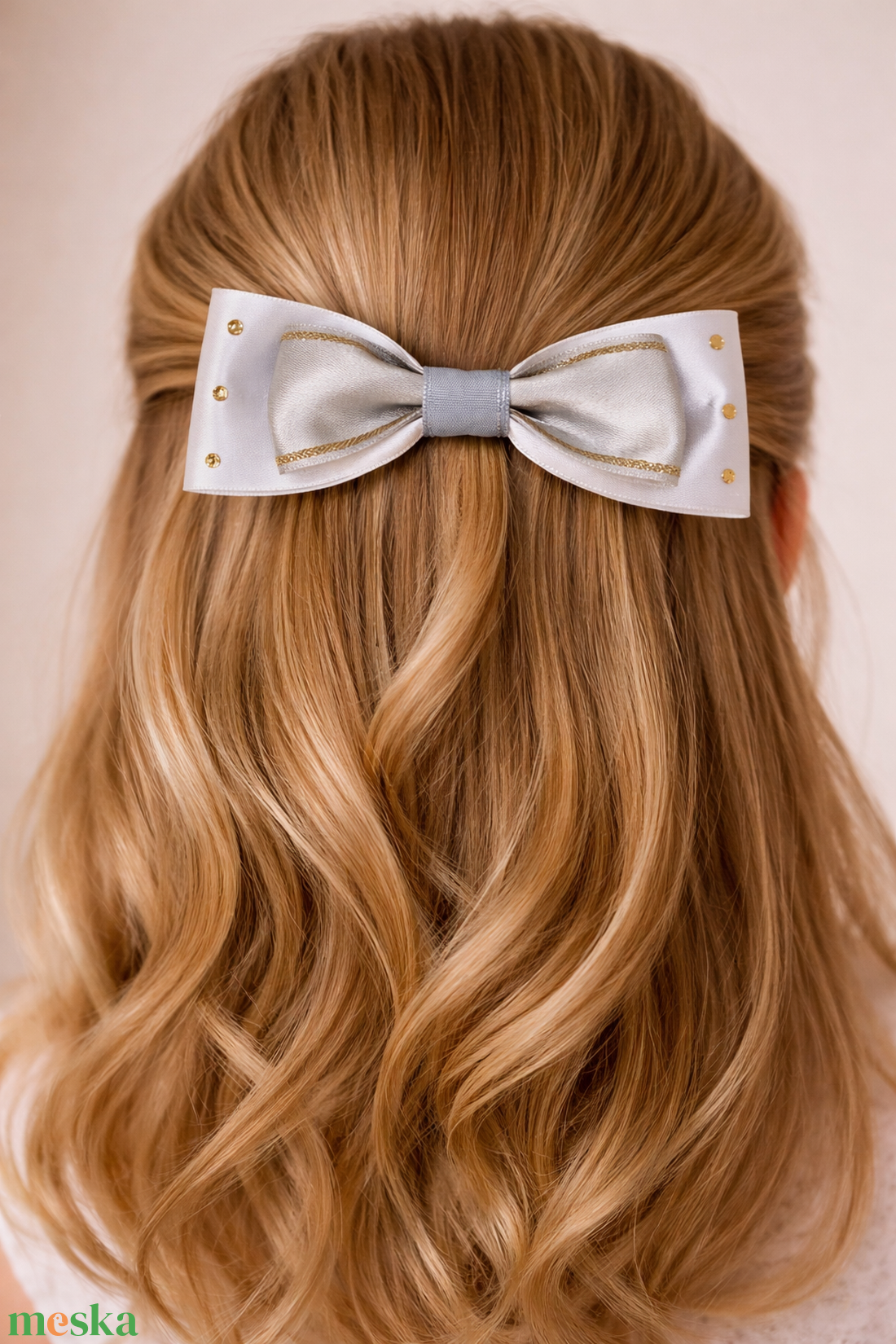 Szürke masnis kislány francia hajcsat - ruha & divat - hajdísz & hajcsat - hajcsat & hajtű - Meska.hu