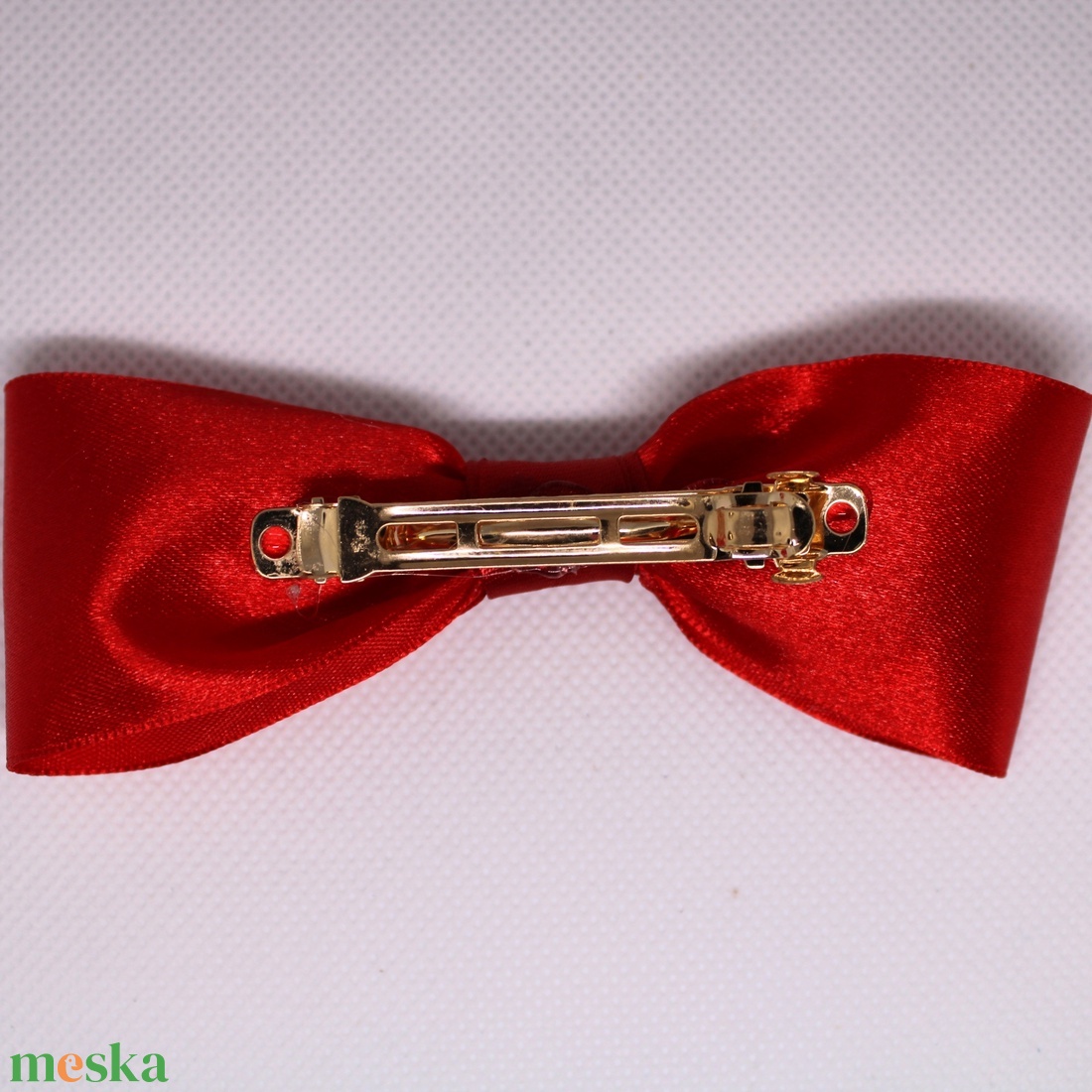 Piros rózsás masnis kislány francia hajcsat - ruha & divat - hajdísz & hajcsat - hajcsat & hajtű - Meska.hu