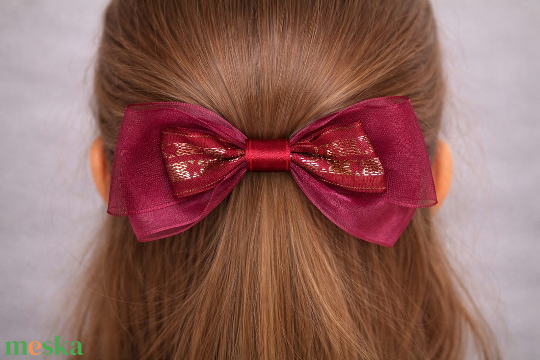 Bordó masnis kislány francia hajcsat - ruha & divat - hajdísz & hajcsat - hajcsat & hajtű - Meska.hu