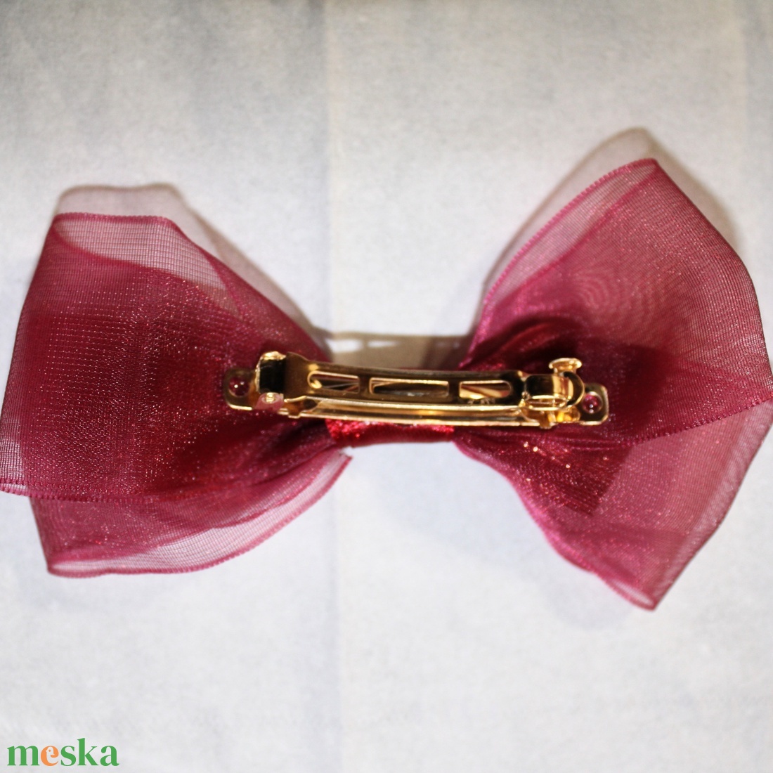 Bordó masnis kislány francia hajcsat - ruha & divat - hajdísz & hajcsat - hajcsat & hajtű - Meska.hu