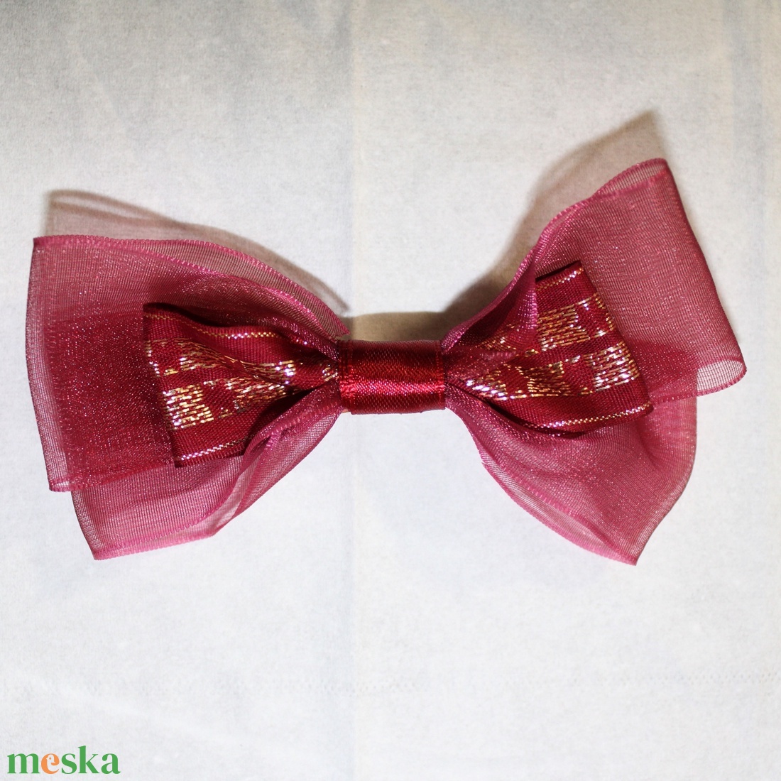 Bordó masnis kislány francia hajcsat - ruha & divat - hajdísz & hajcsat - hajcsat & hajtű - Meska.hu