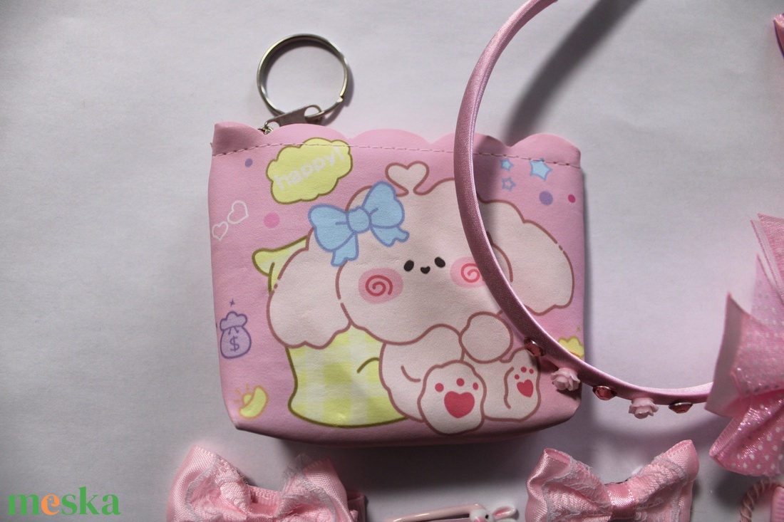 Rózsaszín kislány hajbavaló ajándékszett - ruha & divat - hajdísz & hajcsat - hajráf & hajpánt - Meska.hu