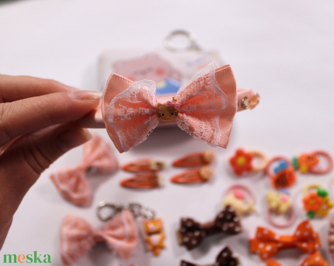 Barack-Narancs-Barna kislány hajbavaló ajándékszett - ruha & divat - hajdísz & hajcsat - hajráf & hajpánt - Meska.hu