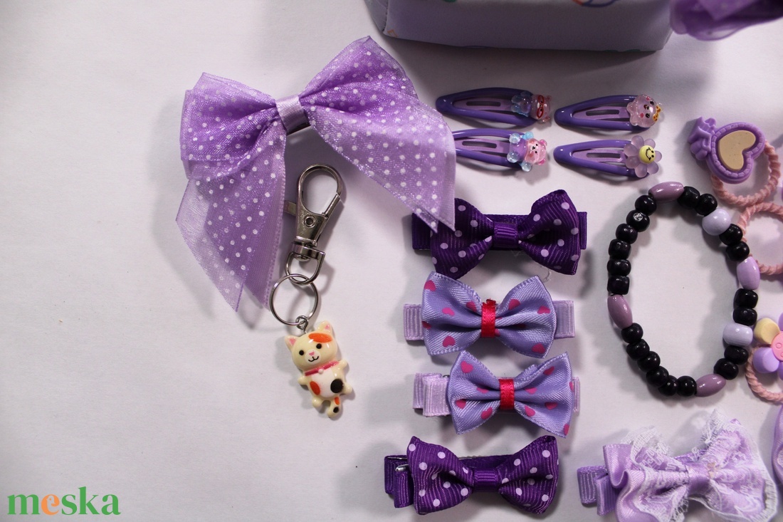 Lila kislány hajbavaló ajándékszett - ruha & divat - hajdísz & hajcsat - hajráf & hajpánt - Meska.hu