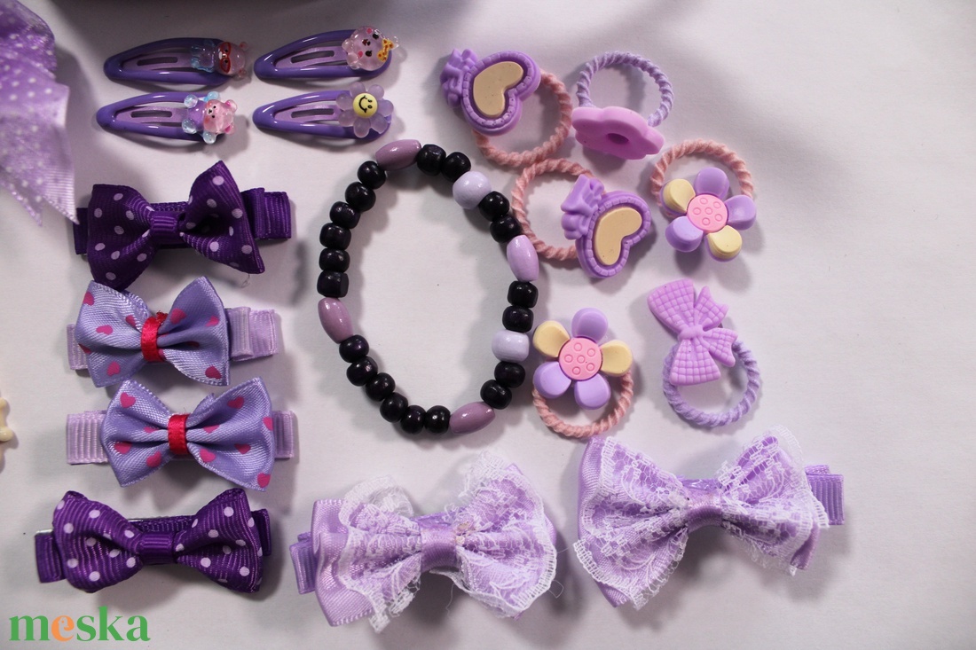 Lila kislány hajbavaló ajándékszett - ruha & divat - hajdísz & hajcsat - hajráf & hajpánt - Meska.hu