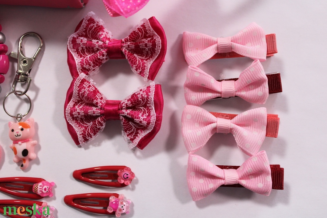Pink kislány hajbavaló ajándékszett - ruha & divat - hajdísz & hajcsat - hajráf & hajpánt - Meska.hu