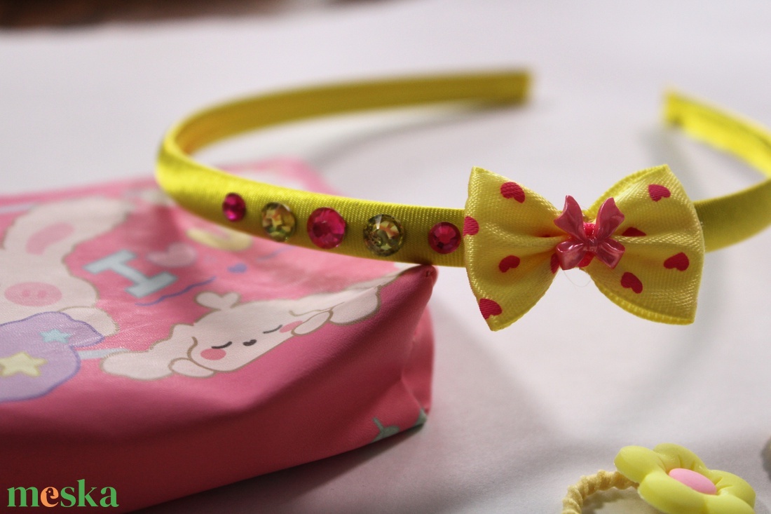Sárga-Pink kislány hajbavaló ajándékszett - ruha & divat - hajdísz & hajcsat - hajráf & hajpánt - Meska.hu